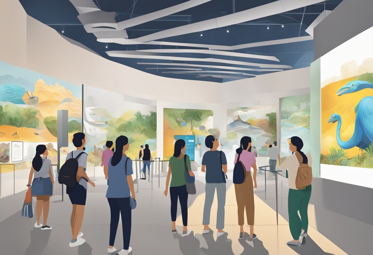Visitors explore interactive exhibits at a modern Singapore museum