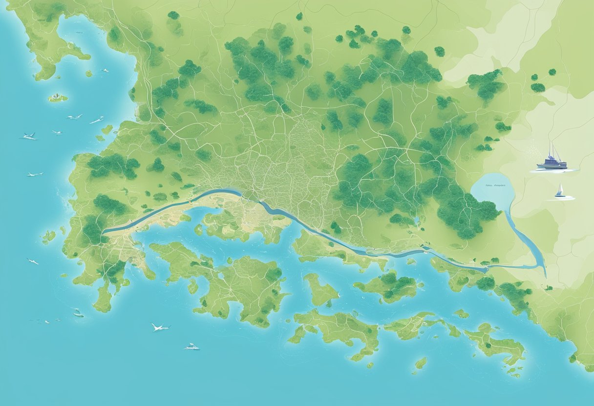 A map of Singapore with water leaking from its borders