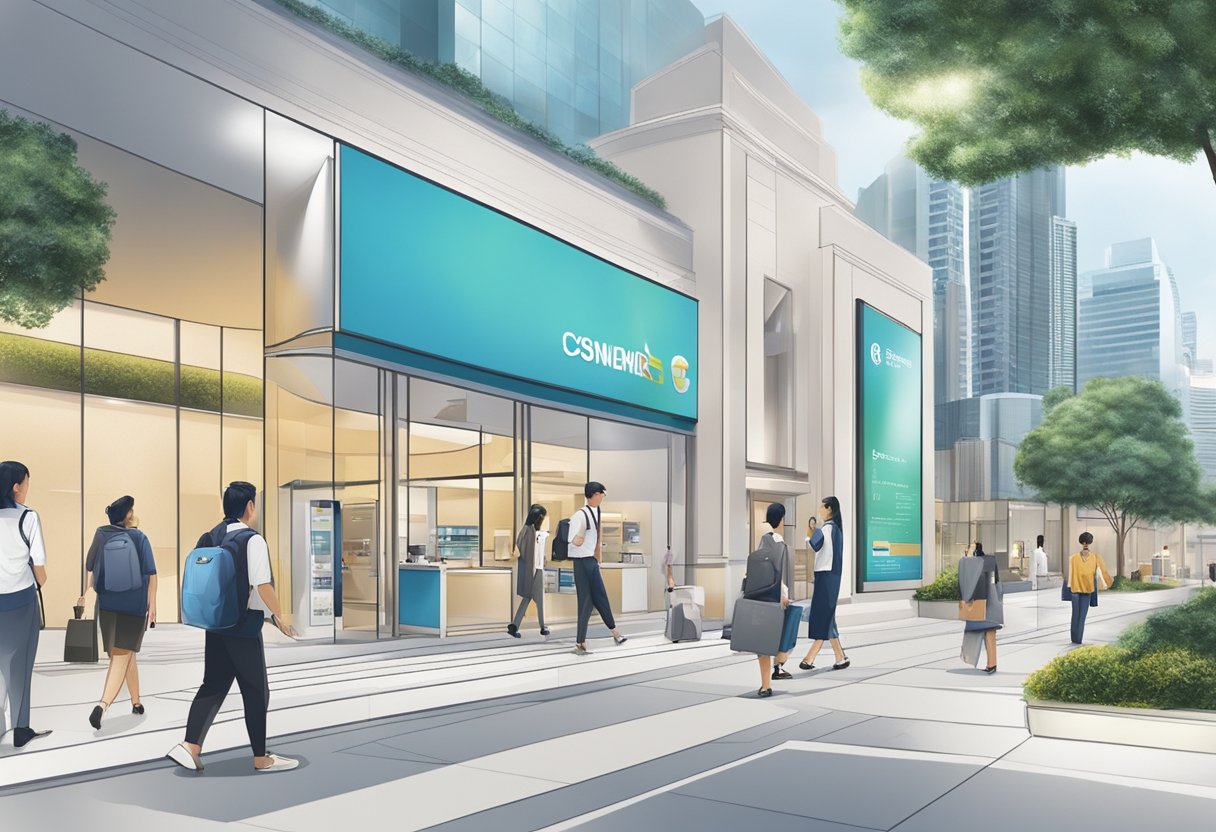 The Consumer Banking Services bank in Singapore bustles with customers and staff, with sleek, modern design and state-of-the-art technology