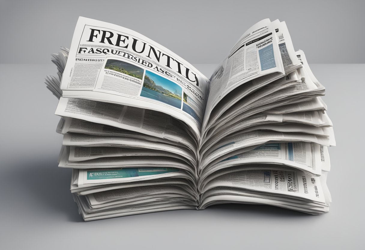 A stack of newspapers with the headline "Frequently Asked Questions" in bold on the front page, with the Straits Times logo visible