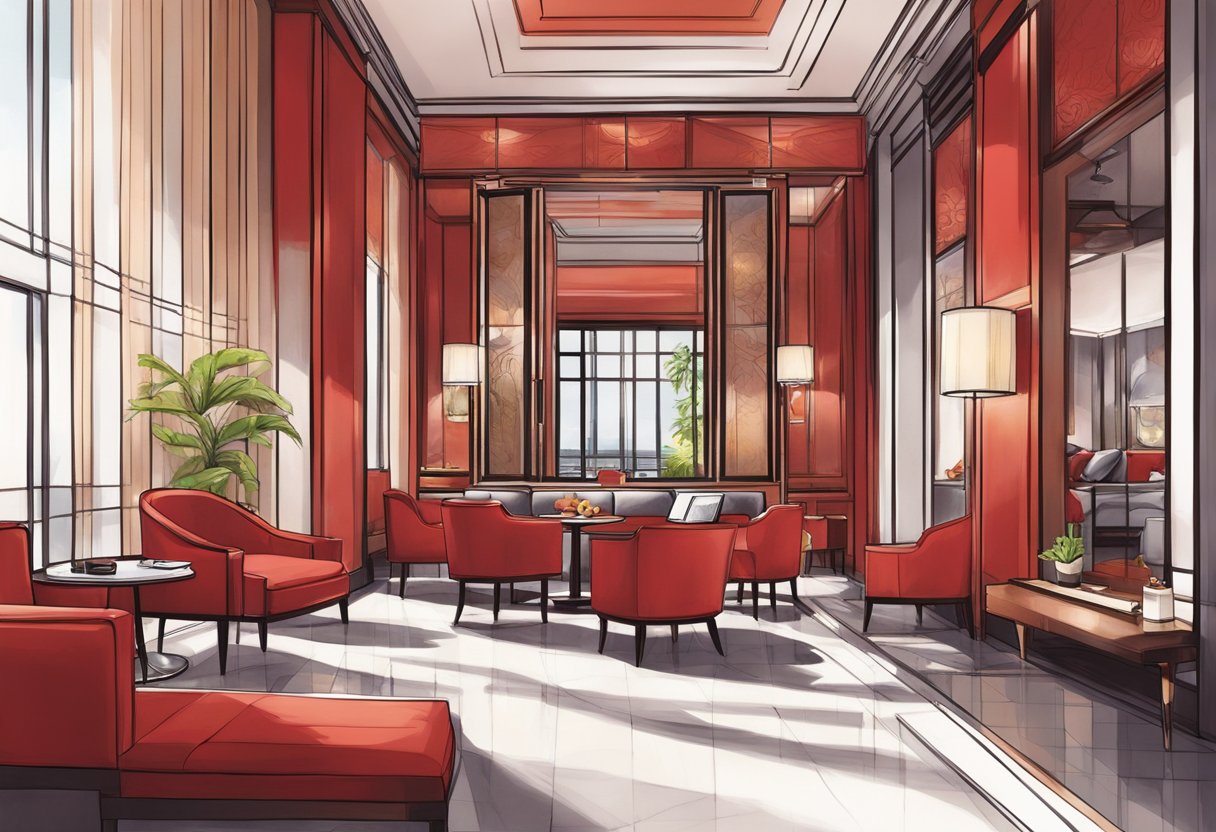 The Scarlet Hotel in Singapore features luxurious accommodations and a range of amenities, including a vibrant red color scheme, elegant furnishings, and modern facilities