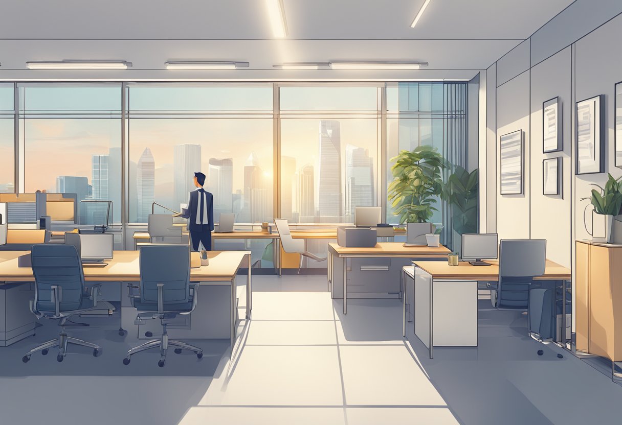A brightly lit, modern office setting with a prominent sign reading "Frequently Asked Questions" and the Hooga Singapore logo
