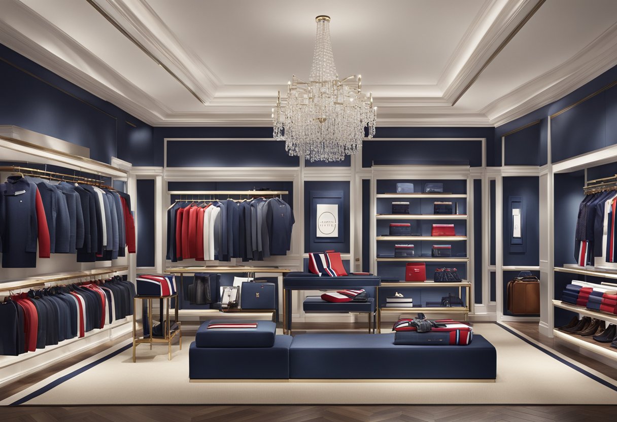 A luxurious display of Tommy Hilfiger products with enticing offers and rewards showcased in a sophisticated setting