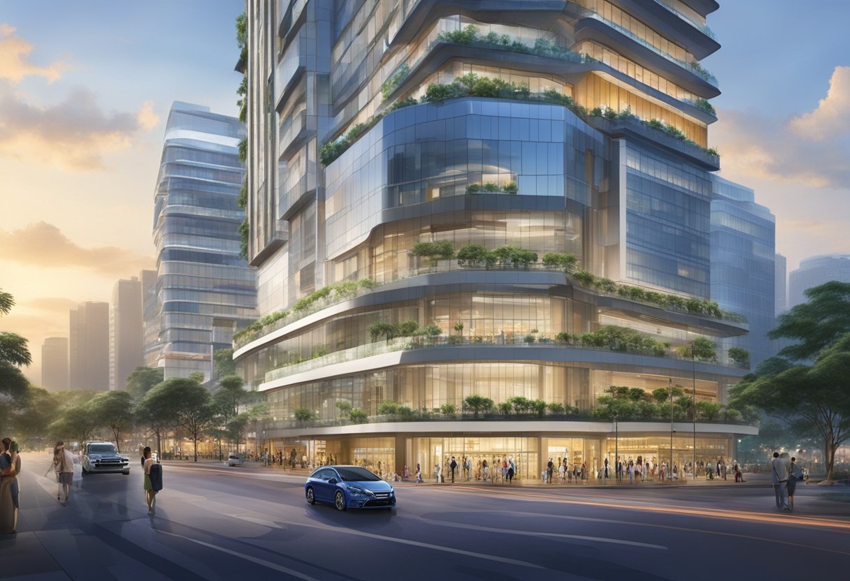 The bustling streets of Singapore surround the modern and sleek Capri by Fraser China Square. The building stands tall and impressive, with glass windows reflecting the vibrant city life
