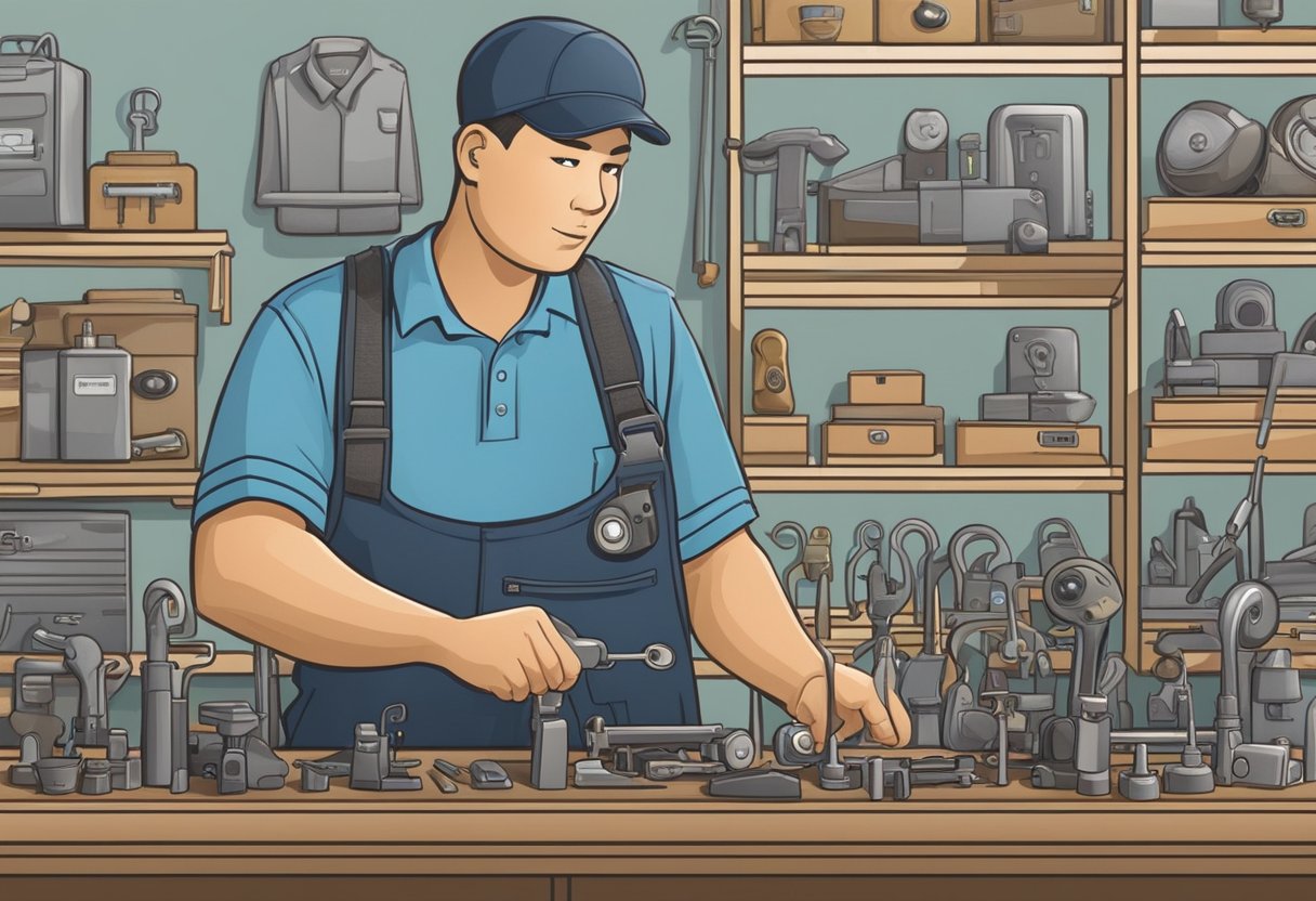 A locksmith in Singapore answering common questions in a shop setting