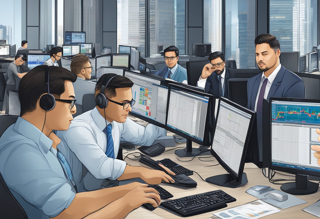 Traders at Interactive Brokers Singapore exchange stocks and commodities