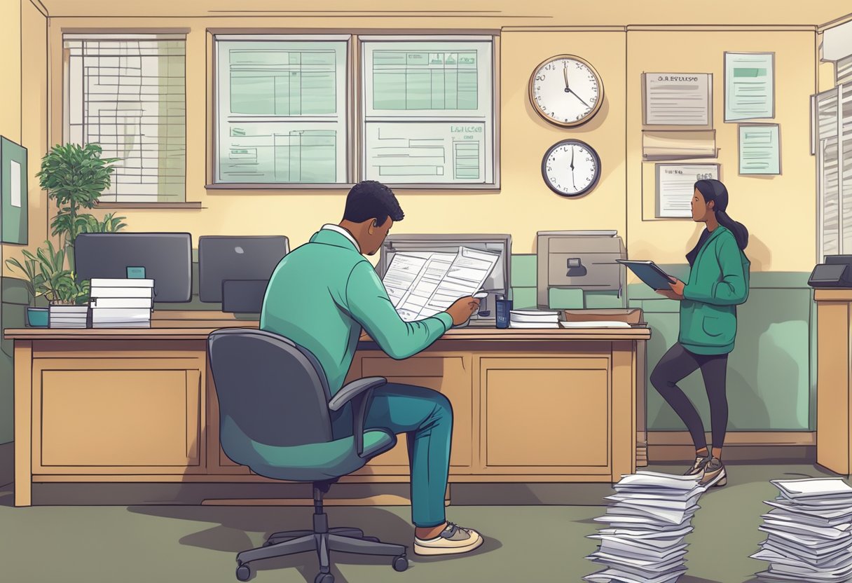 A person filling out a loan application form at a licensed money lender's office