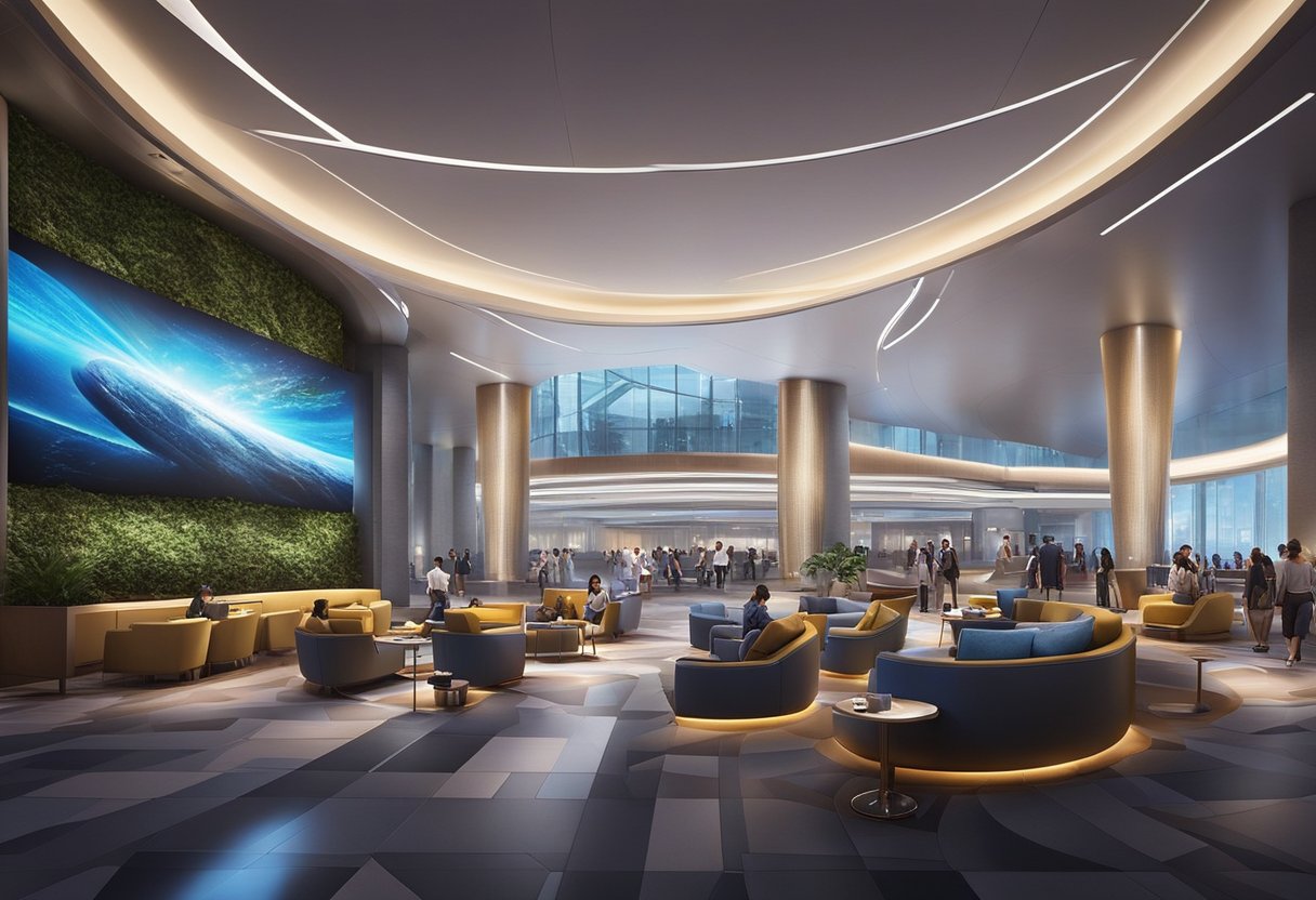 Imax Singapore: A modern cinema with towering screens, plush seating, and state-of-the-art sound systems. The lobby is sleek and inviting, with futuristic lighting and a bustling atmosphere