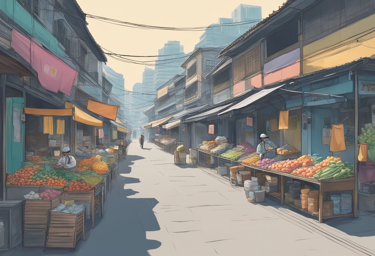 Empty streets, masked figures, and deserted markets in Singapore during the Wuhan virus outbreak