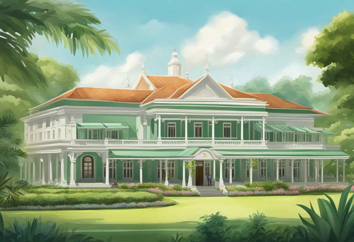 The Singapore Cricket Club stands proudly with its colonial architecture and lush green surroundings, exuding a sense of tradition and elegance