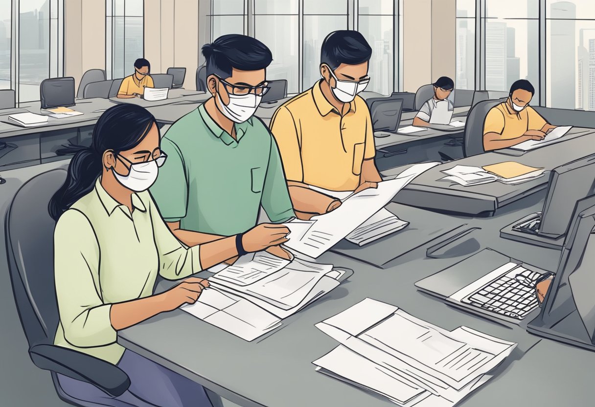 A person submitting paperwork for Indian passport renewal in Singapore