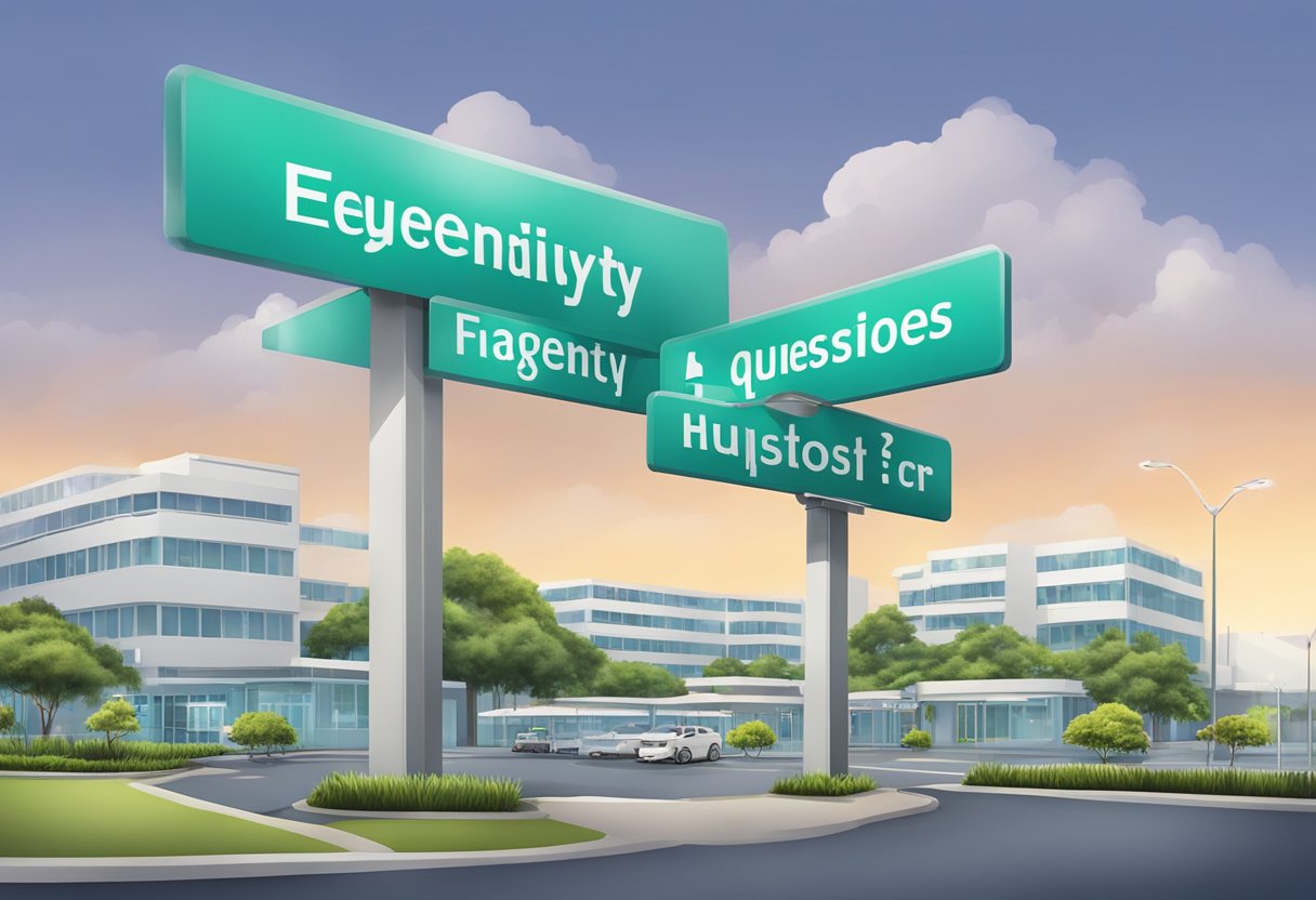 A signpost with "Frequently Asked Questions" stands outside Gleneagles Hospital, Napier Road, Singapore