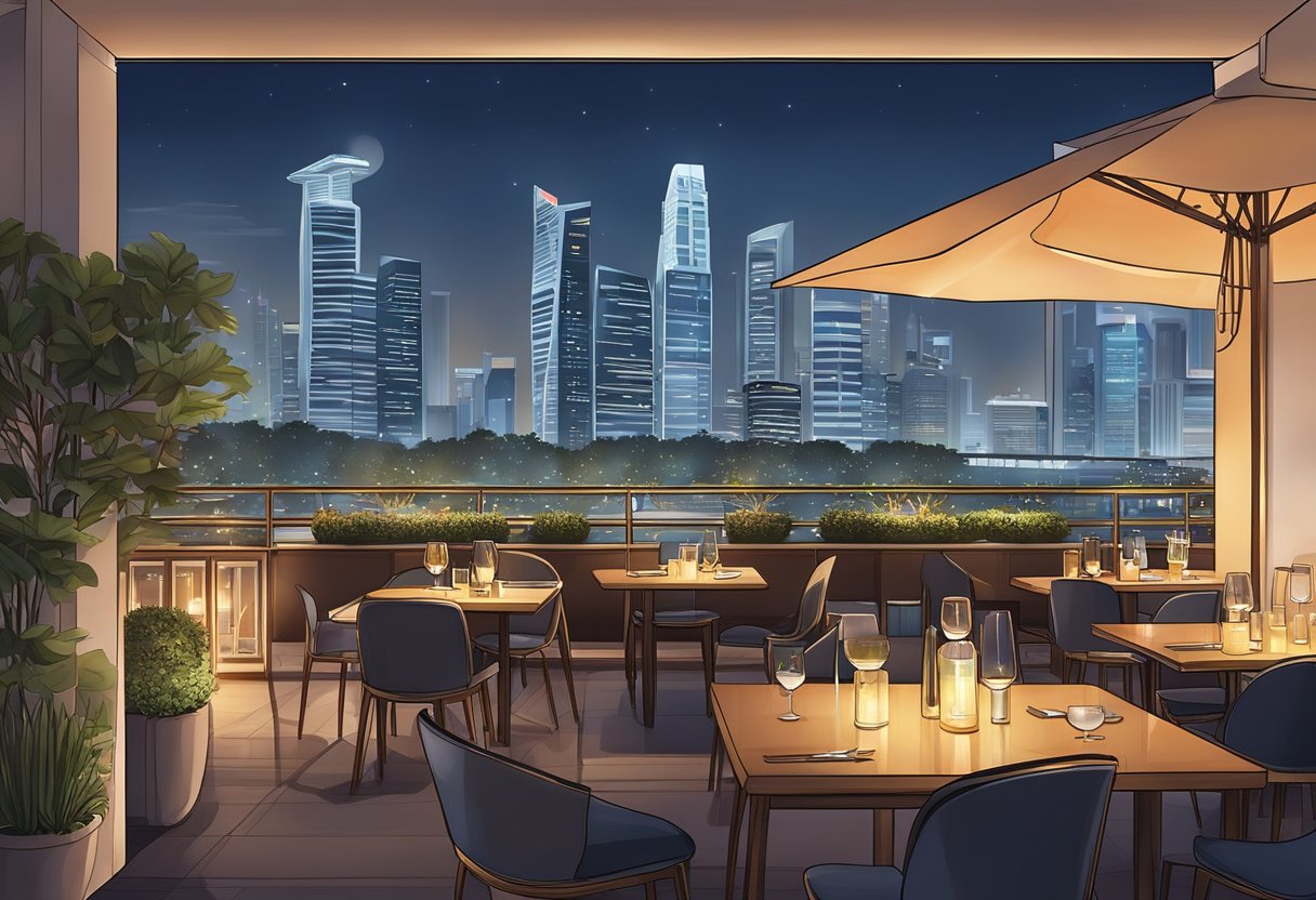 A rooftop restaurant in Singapore serves up culinary delights and signature drinks with a stunning city skyline as the backdrop