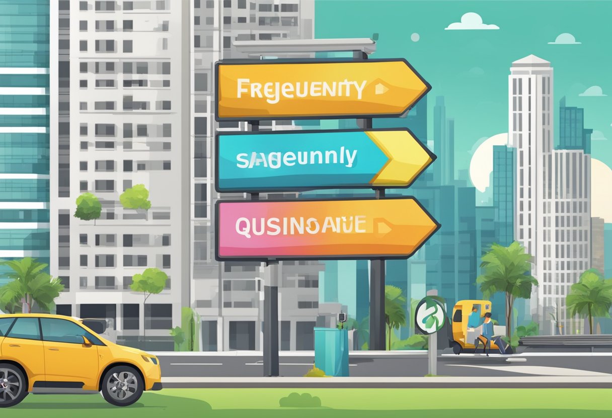 A sign with "Frequently Asked Questions" and "Switch Singapore" displayed prominently