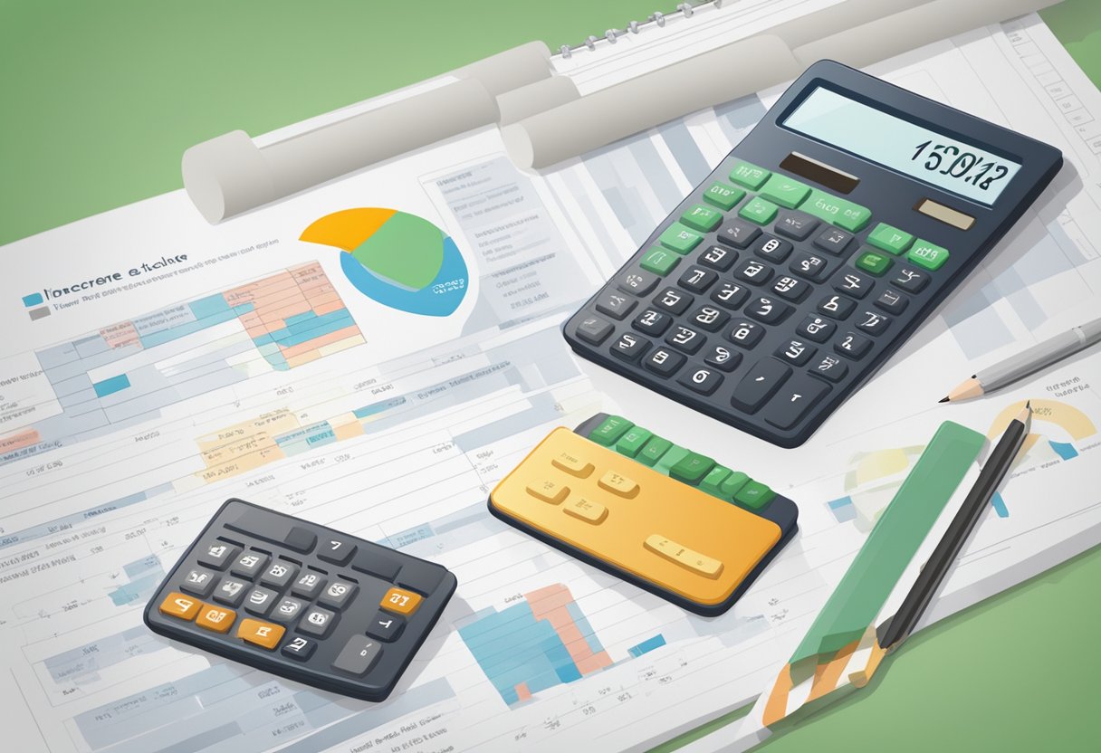 A calculator with the words "Singapore Income Tax Calculator" displayed on the screen