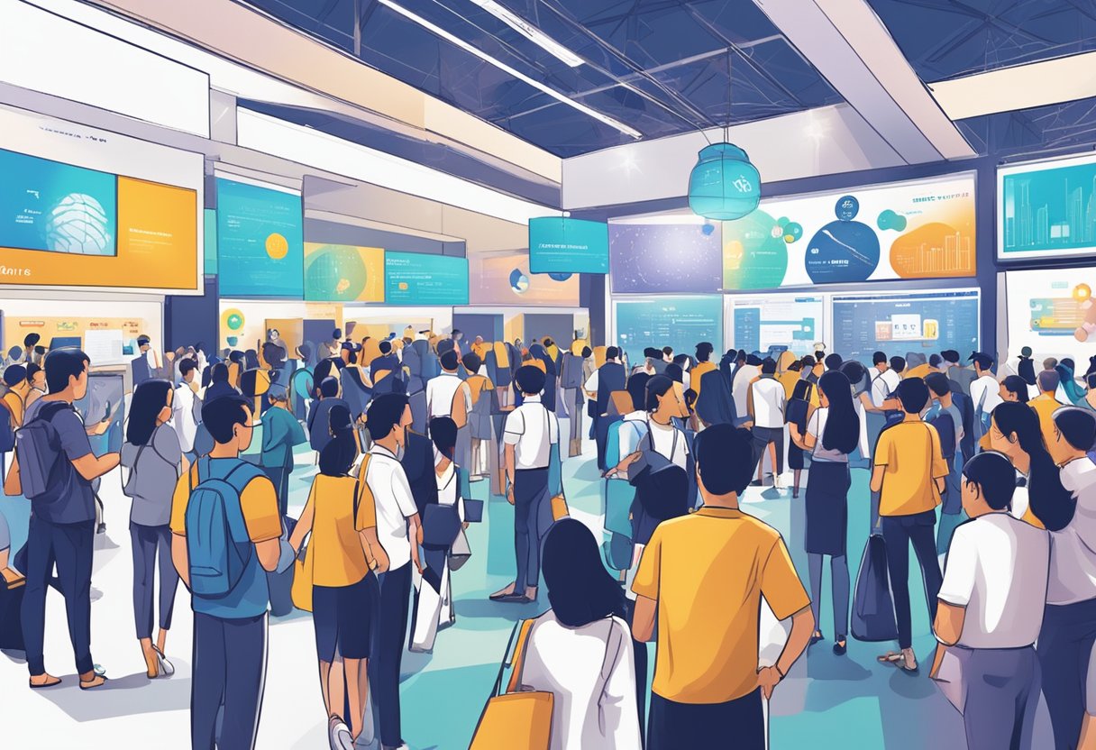The Singapore Fintech Festival buzzes with tech displays, bustling booths, and engaging speakers. The atmosphere is electric with innovation and collaboration