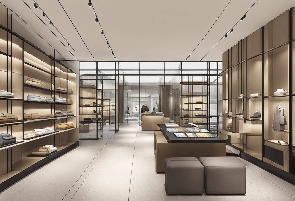 The Bottega Veneta store in Singapore features sleek, modern architecture with a minimalist color palette and luxurious materials