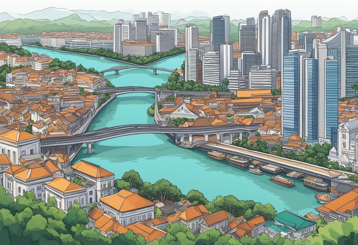 The Singapore River flows through the city, lined with historic buildings and bustling with activity. It holds great significance as a trading hub and cultural landmark