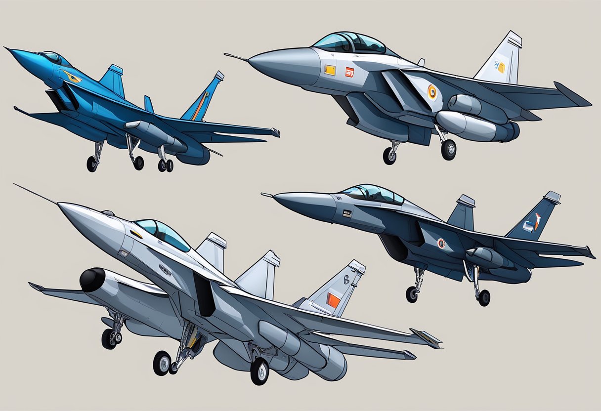 A lineup of sleek fighter jets on display at the Singapore Airshow