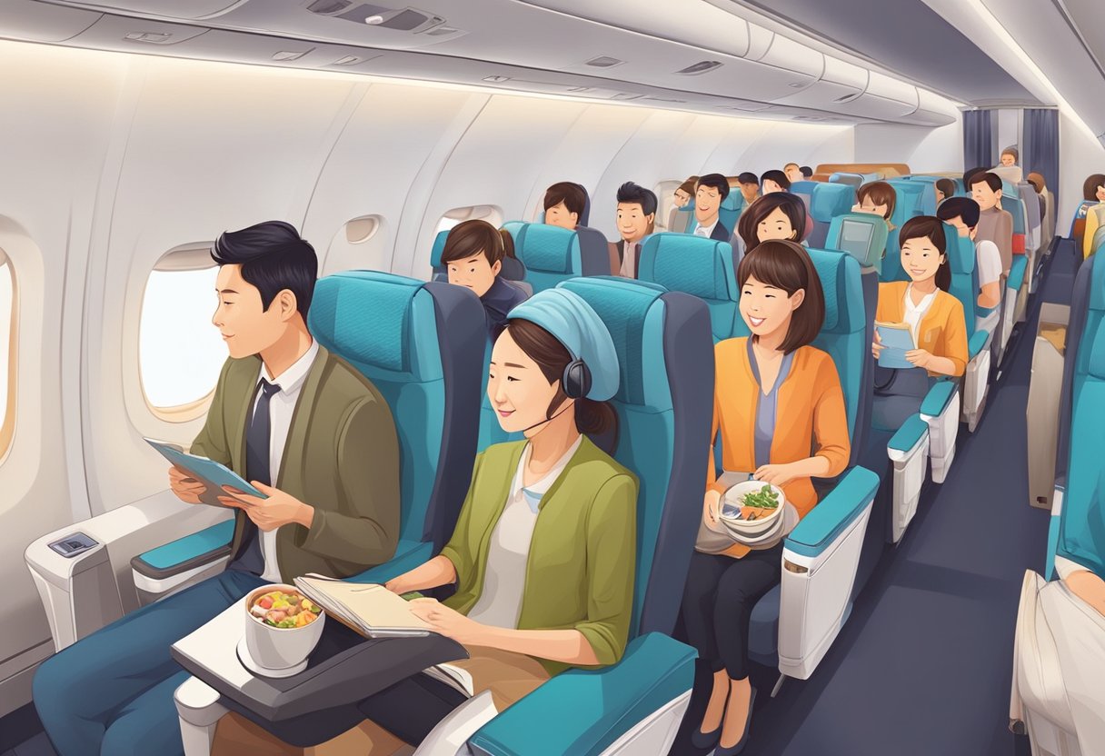 Passengers enjoying in-flight entertainment, comfortable seating, and attentive service during the flight from Singapore to Taipei