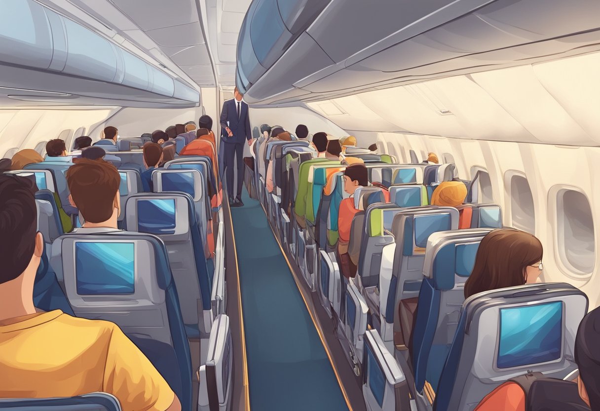 Passengers board plane in Singapore, settle into seats. Mid-flight, enjoy in-flight entertainment and meals. Arrive in New Zealand, disembark and collect luggage