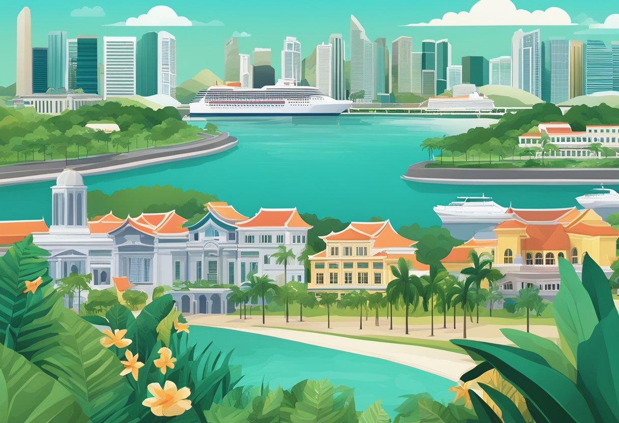 Singapore's iconic skyline contrasts with Guam's lush tropical landscape