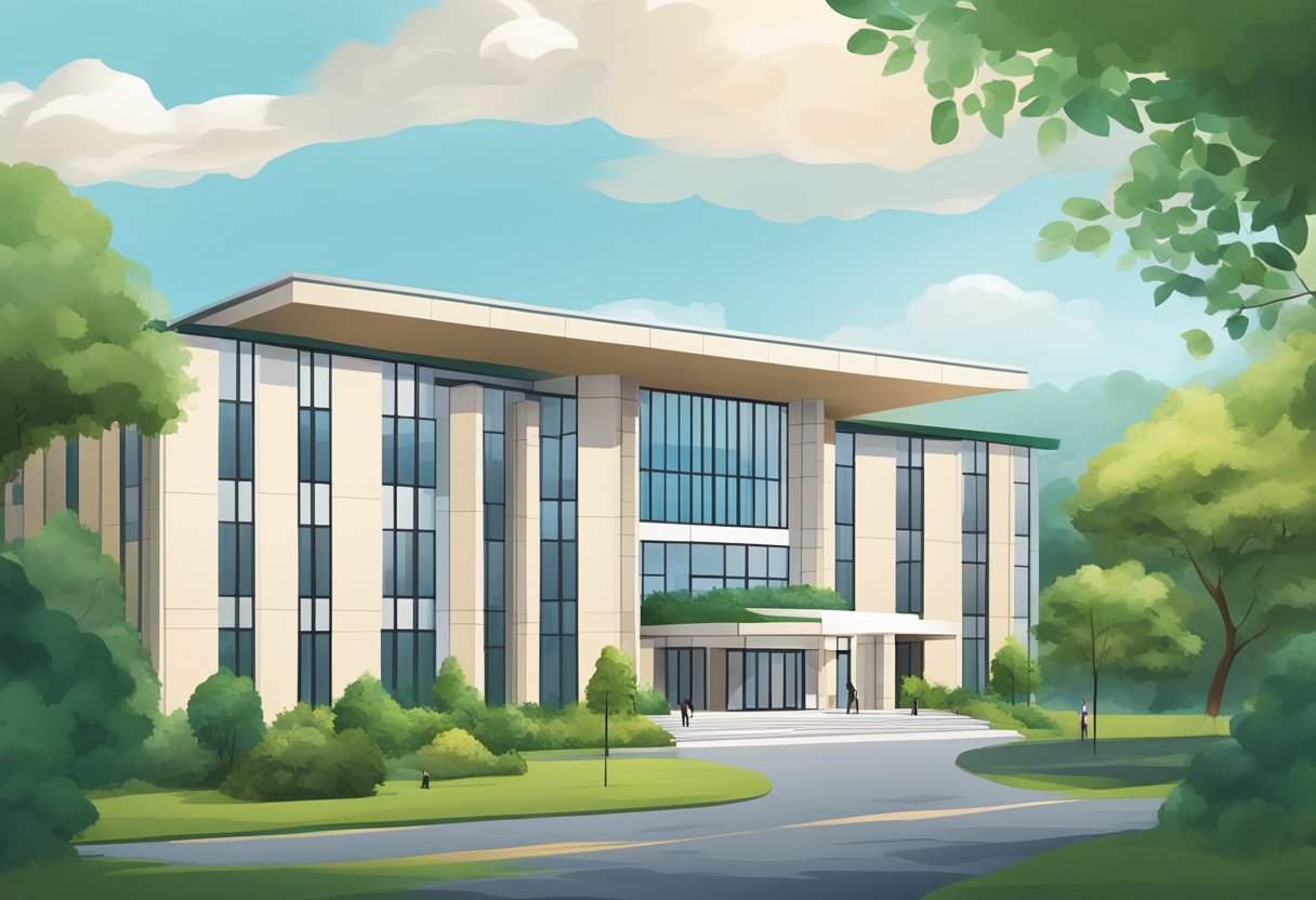 The Institute of Mental Health (IMH) building stands tall and modern, surrounded by lush greenery and peaceful surroundings