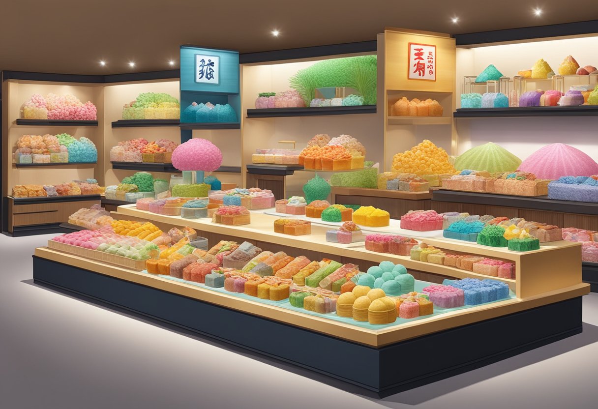 A colorful display of Japanese confectioneries at Chateraise Singapore