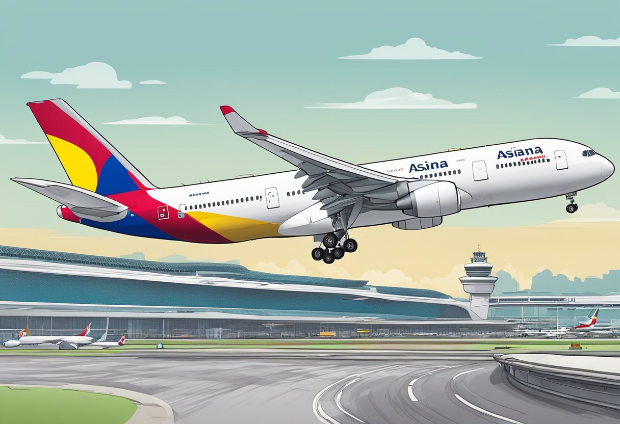 Asiana Airlines plane landing at Singapore airport