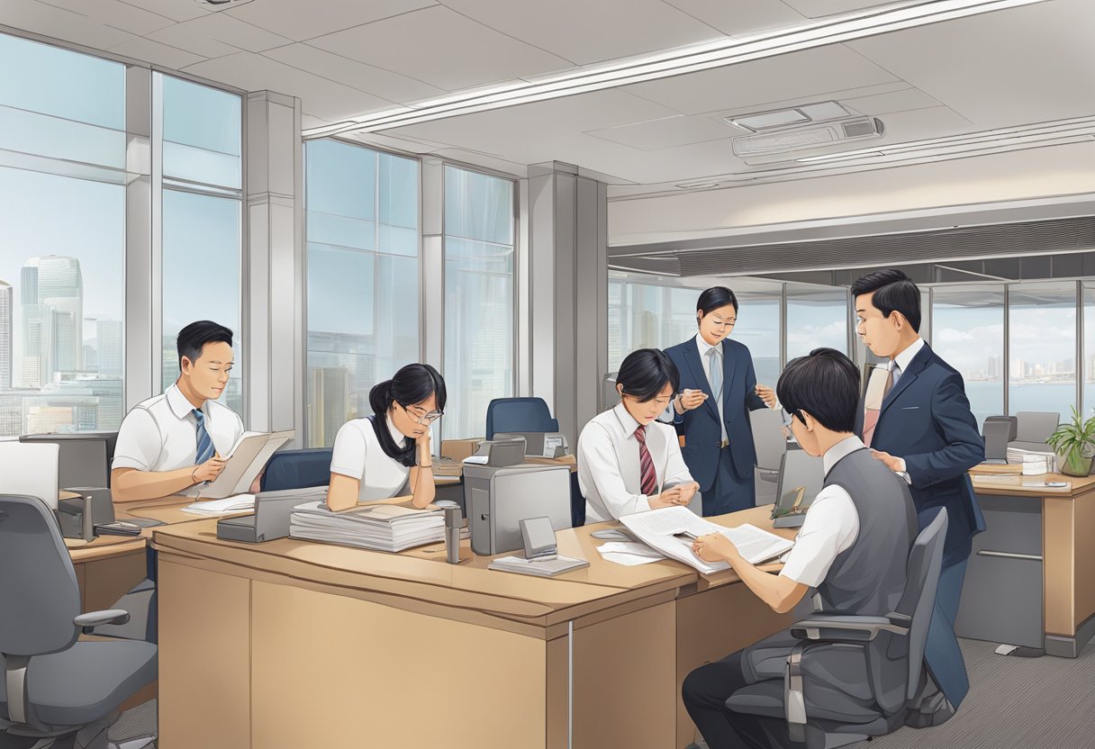 Passengers reading and asking questions at Asiana Airlines Singapore desk