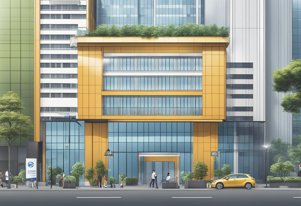 A modern office building with the Chubb Insurance Singapore logo prominently displayed on the exterior