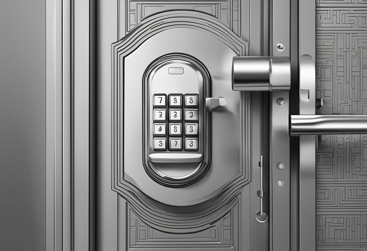 A digital lock is being installed on a door in Singapore, featuring sleek design and advanced security features