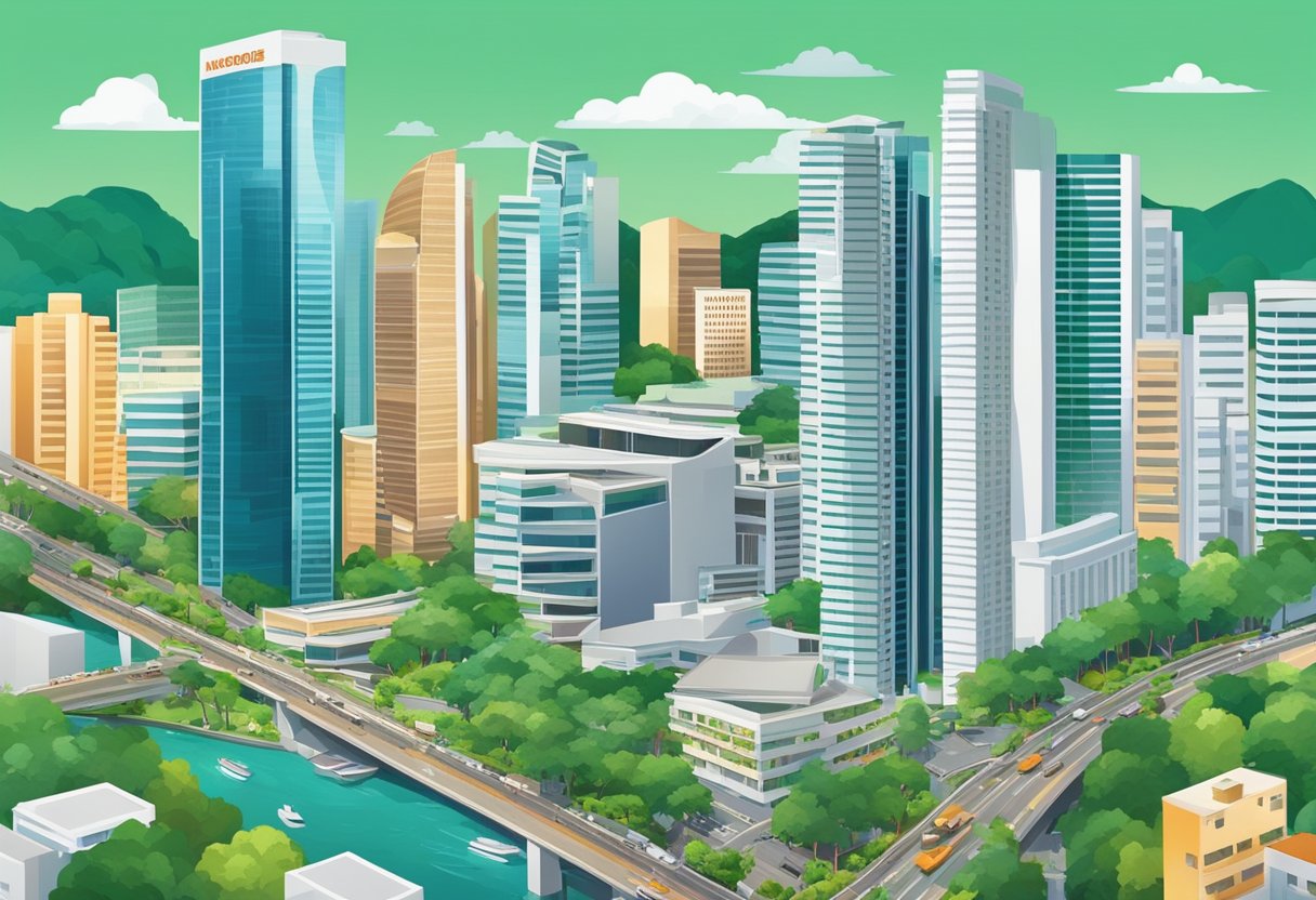 The bustling city of Singapore comes alive during the day, with its modern skyscrapers, lush greenery, and vibrant street life