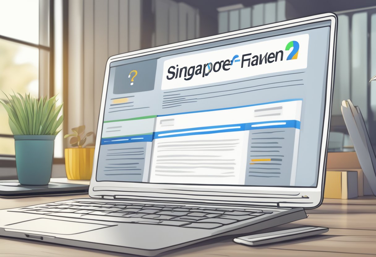 A computer screen with "Frequently Asked Questions" and a search bar, with "Singapore phone number" typed in