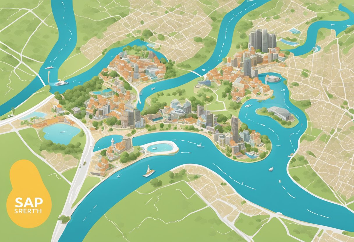 A map of Singapore and Perth with a question mark hovering between them