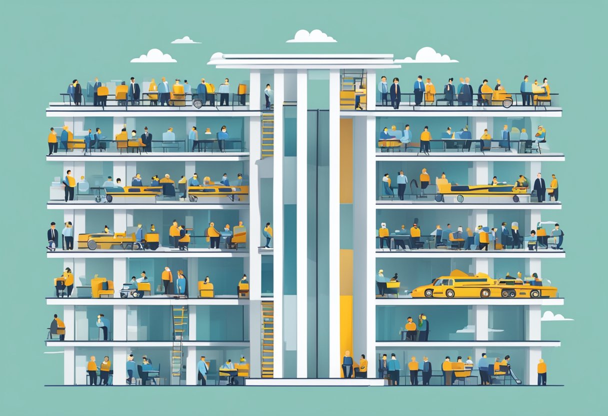 A clear hierarchy with CEO on top, followed by departments and teams, all reporting to the top