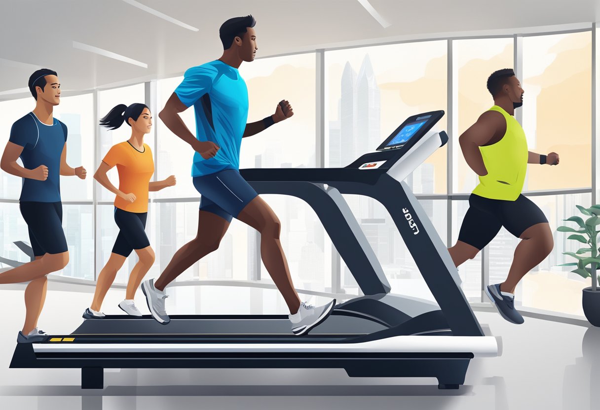A runner on a treadmill with high-tech equipment and a team of experts at Running Lab Singapore