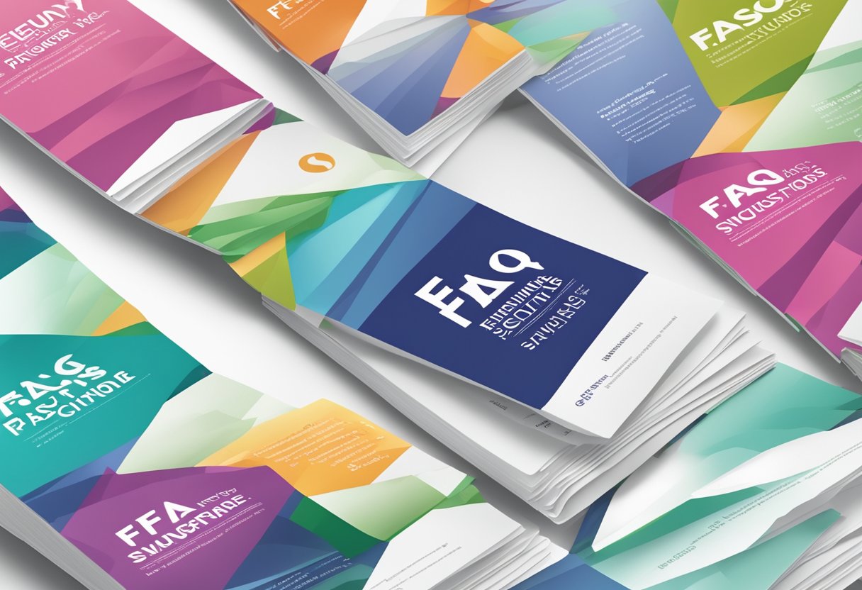 A stack of colorful FAQ brochures with the title "Frequently Asked Questions FAS Singapore" displayed prominently on the cover