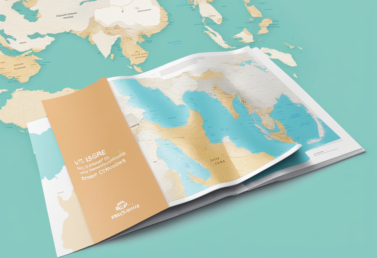 A stack of FAQ brochures with "vtl singapore malaysia" prominently displayed, surrounded by a map of the two countries and a border checkpoint