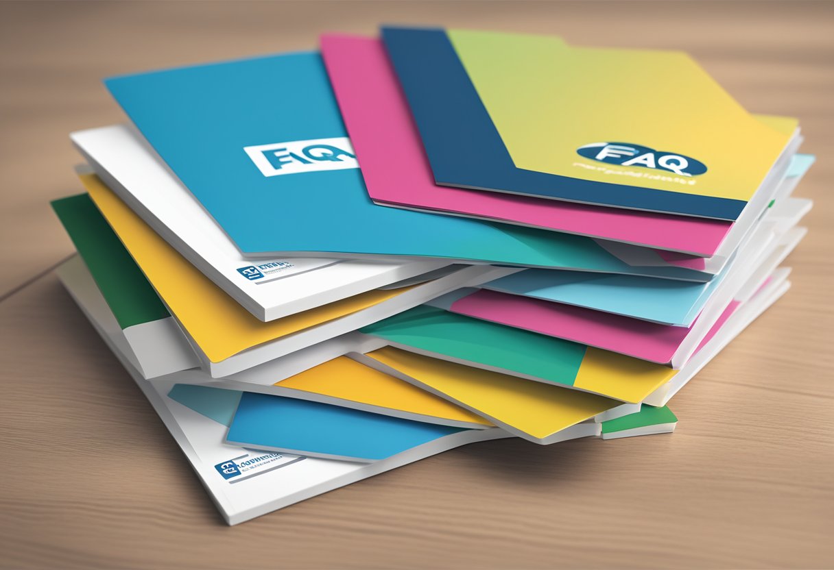A stack of FAQ brochures on a clean, modern desk with a Giordano logo in the background