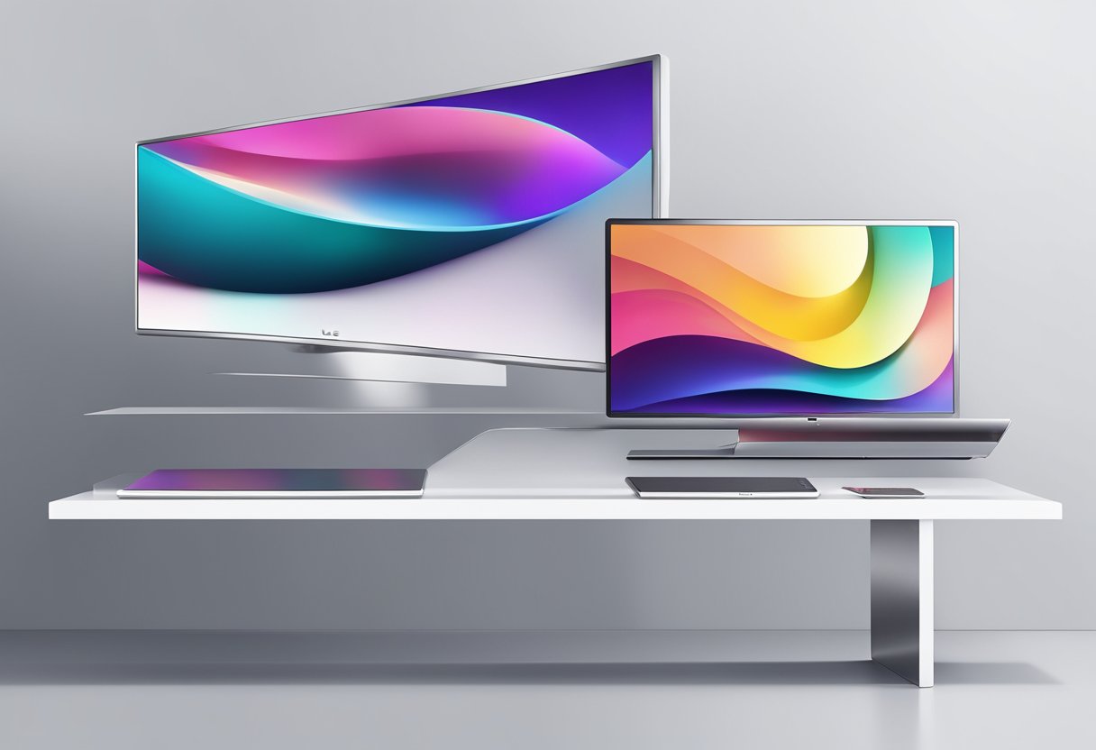 A sleek, modern display of LG's innovative products, showcasing cutting-edge technology and stylish design