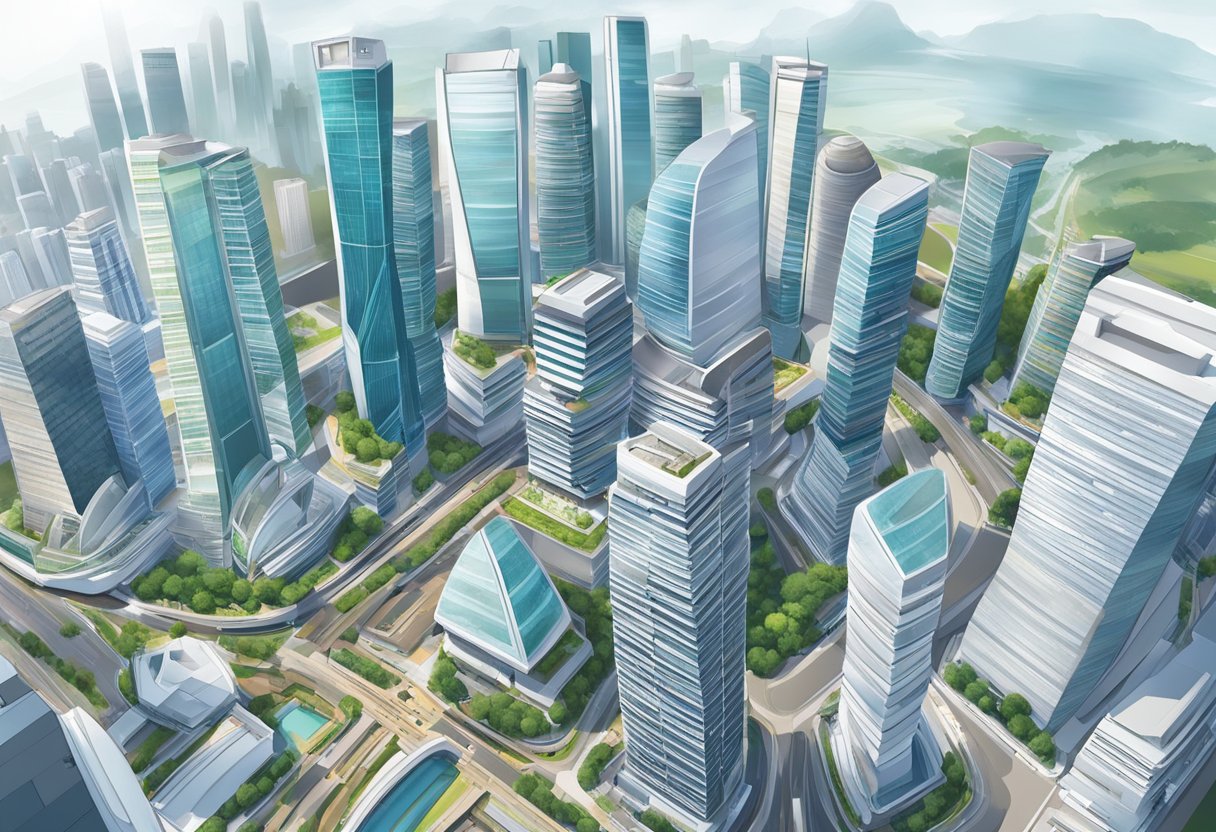 The bustling cityscape of Singapore, with towering skyscrapers and futuristic architecture, symbolizing its regional influence and future outlook in the global power landscape