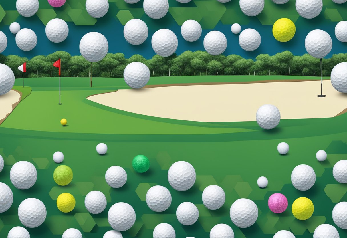 Golf balls flying in the air at a driving range in Singapore, with a backdrop of lush greenery and a clear blue sky