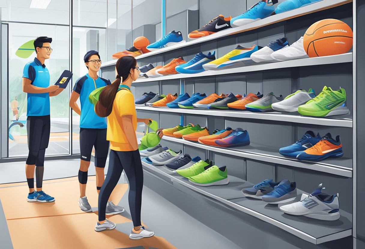 People exploring Decathlon Singapore Lab, trying out sports equipment and interacting with knowledgeable staff
