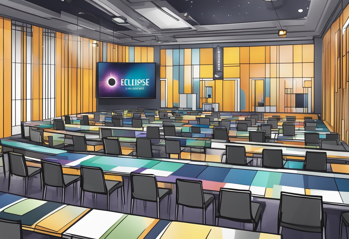 A vibrant, dynamic event space with Eclipse Education and Events branding in the heart of Singapore