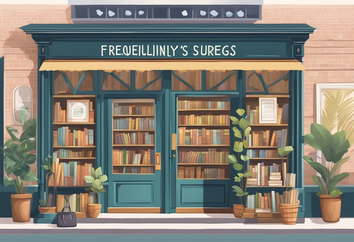 A cozy bookstore in Singapore with shelves of books, a welcoming entrance, and a sign that reads "Frequently Asked Questions."
