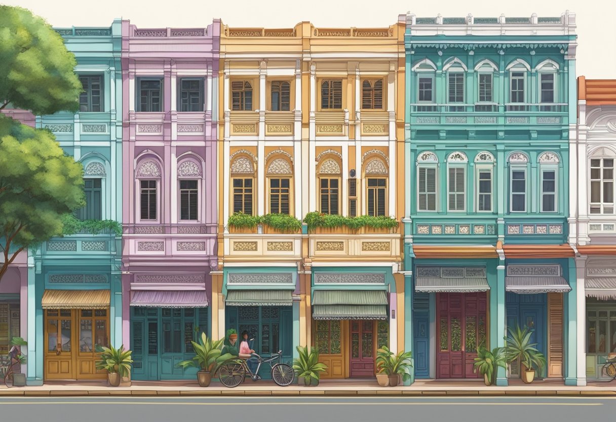Vibrant shophouses line Joo Chiat Road, showcasing a rich tapestry of Peranakan heritage and culture in Singapore