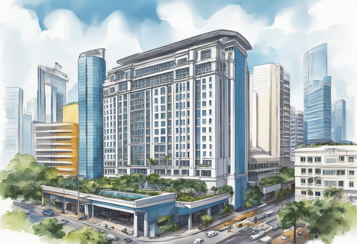 The Champion Hotel Singapore stands tall amidst the bustling city, with its modern architecture and sleek design. The hotel overlooks the vibrant streets, offering a panoramic view of the lively cityscape