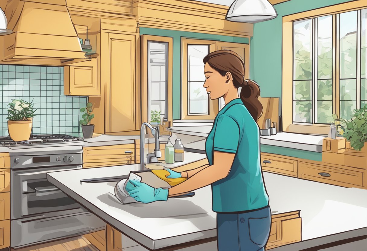 A person using a mobile app to book and manage part-time cleaning services for their home, selecting preferred dates and times