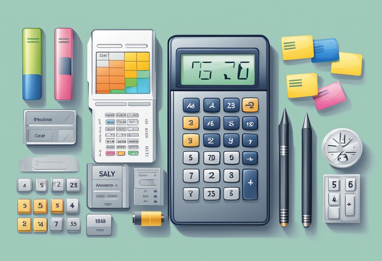 A calculator displaying various salary components with labels and numbers